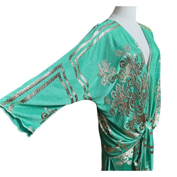 My Story Paris Set Top and Skirt in Green with Metallic Open Long Sleeves Size L - Picture 3 of 16